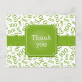 Thank You 100th Number Pattern Green/White ポストカード (正面)