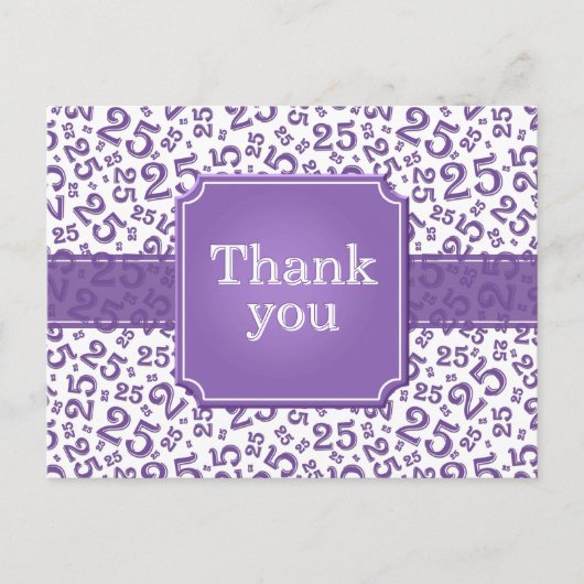 Thank You 25 Number Pattern Purple/White ポストカード (正面)