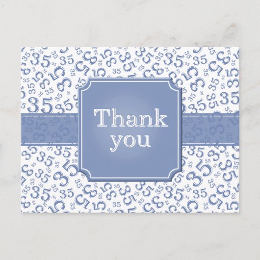 Thank You 35 Number Pattern Blue/White ポストカード (正面)