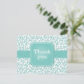 Thank You 35 Number Pattern Teal/White ポストカード (スタンド正面)