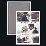 thank you 3 photos collage modern wedding magnet マグネット<br><div class="desc">elegant thank you 3 photo collage modern wedding magnet</div>