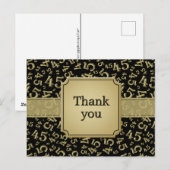 Thank You 45 Number Pattern Black/Gold Postcard ポストカード (正面/裏面)