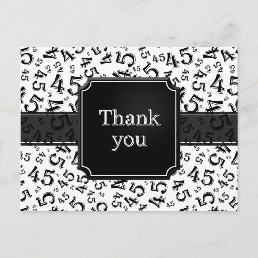 Thank You 45 Number Pattern Black/White Postcard ポストカード (正面)