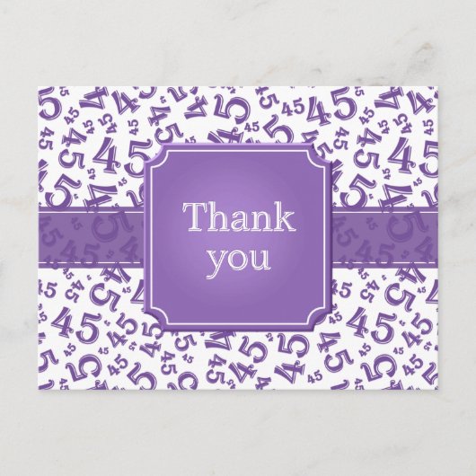 Thank You 45 Number Pattern Purple/White ポストカード (正面)