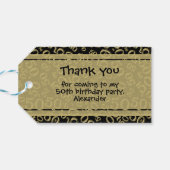 Thank You 50誕生日金ゴールド/ブラックナンバーパターン ギフトタグ (裏面横)