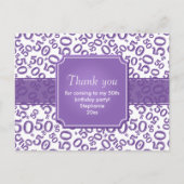 Thank You 50 Random Number Pattern Purple/White ポストカード (正面)