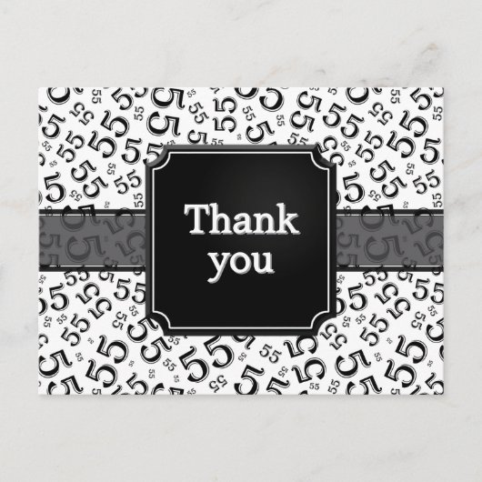 Thank You 55 Number Pattern Black/White ポストカード (正面)