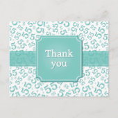 Thank You 55 Number Pattern Teal/White ポストカード (正面)
