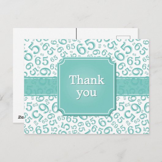Thank You 65 Number Pattern Teal/White ポストカード (正面/裏面)