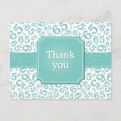 Thank You 65 Number Pattern Teal/White ポストカード (正面)