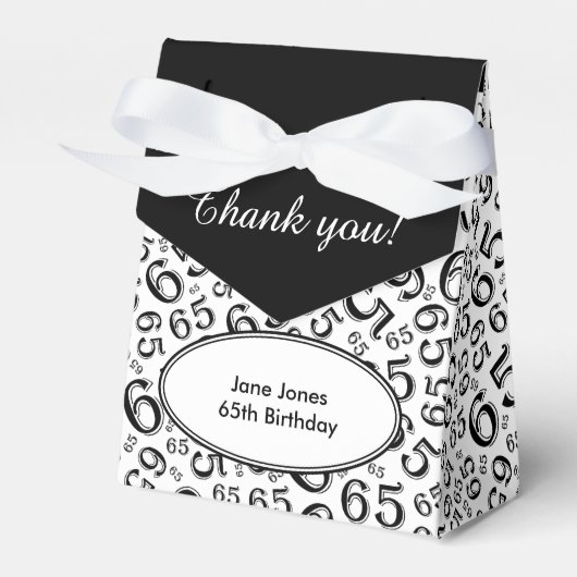 Thank You 65th Birthday Black/White Number Pattern フェイバーボックス (正面サイド)