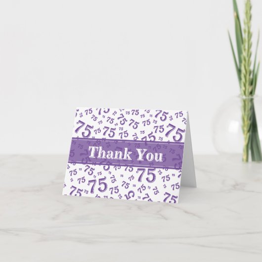 Thank You 70 Birthday Number Pattern Purple/White サンキューカード (正面)