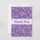 Thank You 70 Birthday Number Pattern Purple/White サンキューカード (正面)