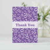 Thank You 70 Birthday Number Pattern Purple/White サンキューカード (スタンド正面)