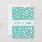Thank You 70 Birthday Number Pattern Teal/White サンキューカード (正面)