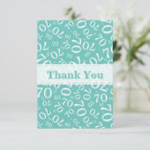 Thank You 70 Birthday Number Pattern Teal/White サンキューカード (スタンド正面)