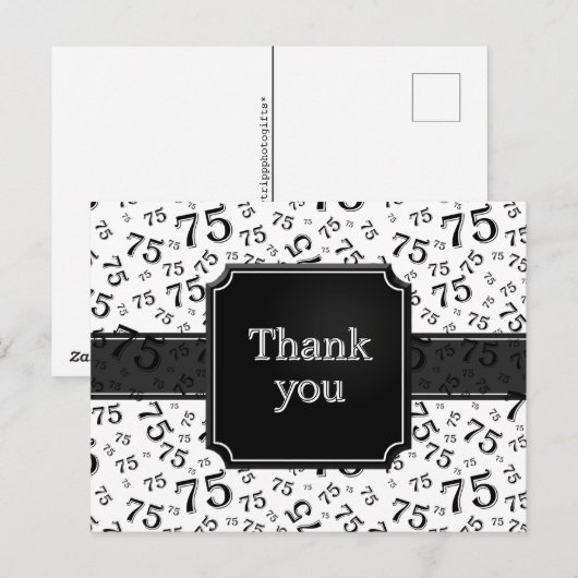 Thank You 75 Number Pattern Black/White Postcard ポストカード (正面/裏面)