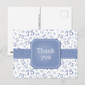 Thank You 75 Number Pattern Blue/White Postcard ポストカード (正面/裏面)