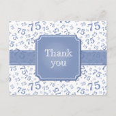 Thank You 75 Number Pattern Blue/White Postcard ポストカード (正面)