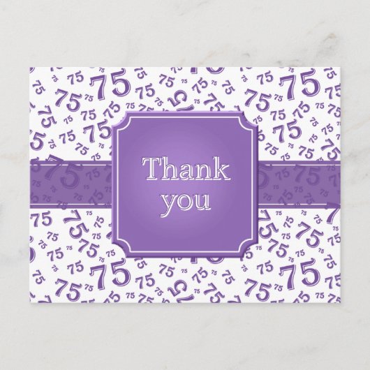 Thank You 75 Number Pattern Purple/White ポストカード (正面)
