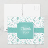 Thank You 75 Number Pattern Teal/White ポストカード (正面/裏面)