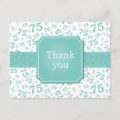 Thank You 75 Number Pattern Teal/White ポストカード (正面)