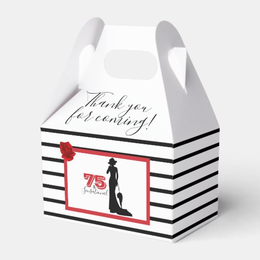 THANK YOU 75th Birthday Party Black/Red エレガント フェイバーボックス (正面サイド)