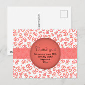 Thank You: 80th Coral/White Number Pattern ポストカード (正面/裏面)