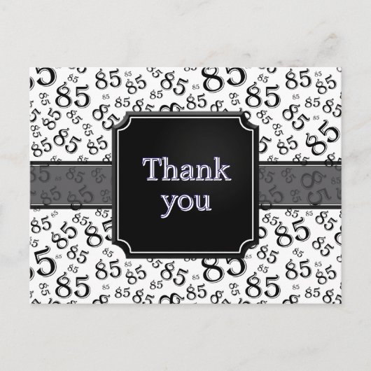 Thank You 85 Number Pattern Black/White ポストカード (正面)