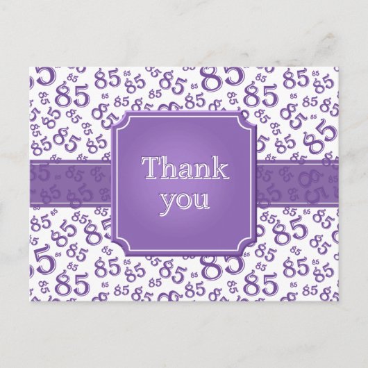 Thank You 85 Number Pattern Purple/White ポストカード (正面)