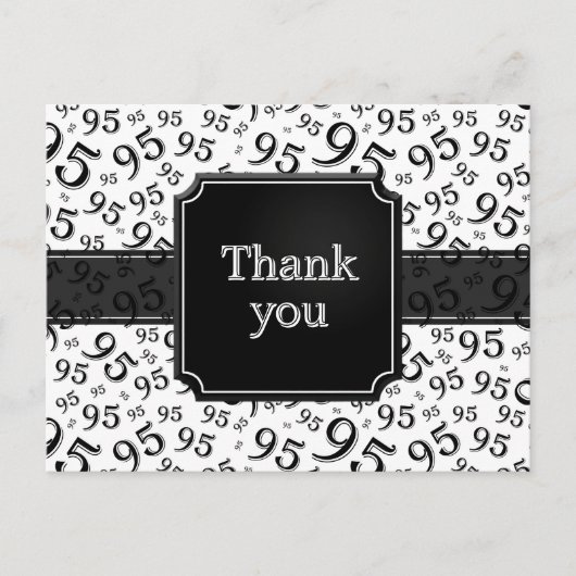 Thank You 95 Number Pattern Black/White ポストカード (正面)