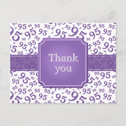 Thank You 95 Number Pattern Purple/White ポストカード (正面)
