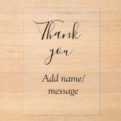 Thank you add name message simple stylish calligra アクリル招待状 (正面)