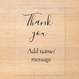 Thank you add name message simple stylish calligra アクリル招待状