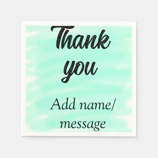 Thank you add name message simple stylish calligra スタンダードカクテルナプキン (正面)