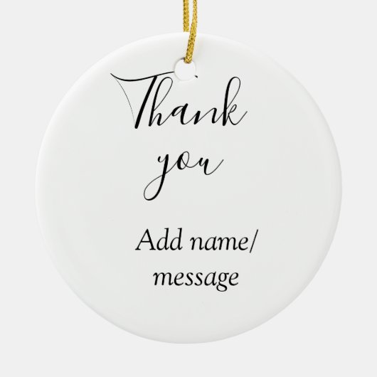 Thank you add name message simple stylish calligra セラミックオーナメント (正面)