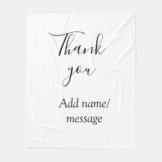 Thank you add name message simple stylish calligra フリースブランケット (正面)
