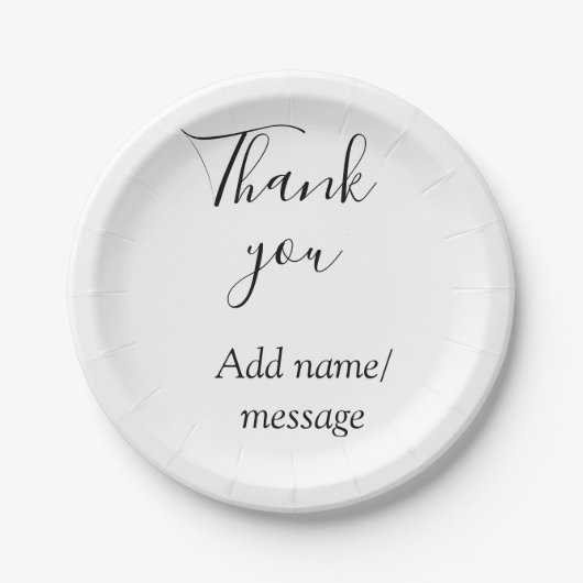 Thank you add name message simple stylish calligra ペーパープレート (正面)
