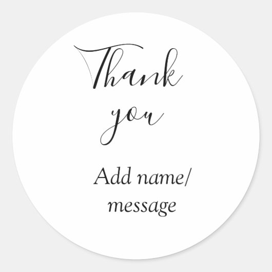 Thank you add name message simple stylish calligra ラウンドシール (正面)