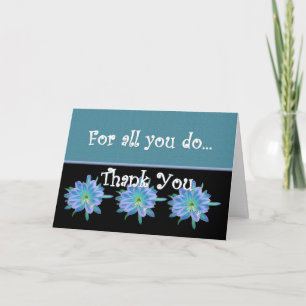 THANK YOU ADMINプロフェッショナルDAY BLUE FLOWERS サンキューカード