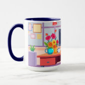 Thank You Admin Vibrant Cartoon Desk Scene マグカップ (左)