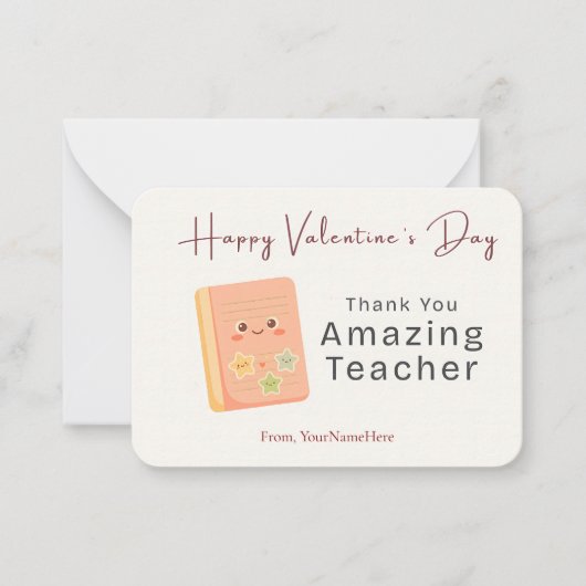 Thank You Amazing Teacher Valentine Card ノートカード (正面)