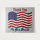 Thank You American国旗の退役軍人写真の背景 タペストリー (正面(横))