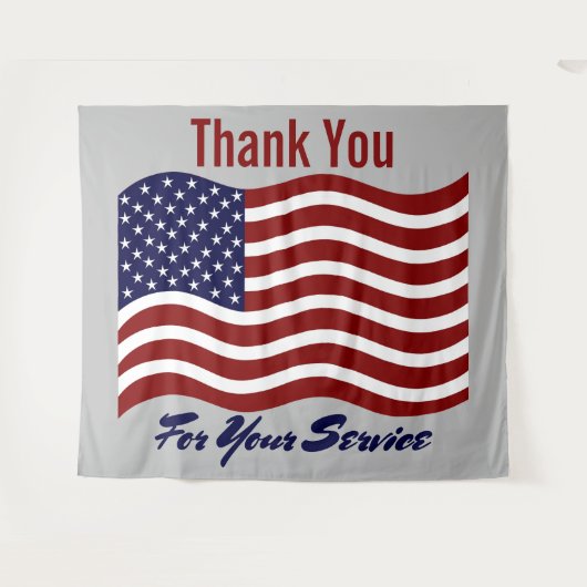 Thank You American国旗の退役軍人写真の背景 タペストリー (正面(横))
