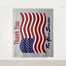 Thank You American国旗の退役軍人写真の背景 タペストリー