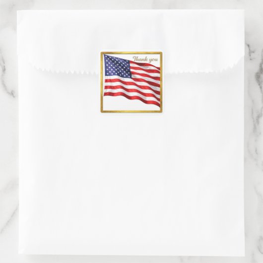 Thank You American Flag Square Envelope Seal スクエアシール (バッグ)