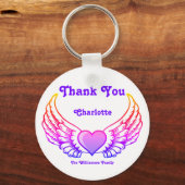 Thank You Angel Wings パーソナライズされた キーホルダー (正面)