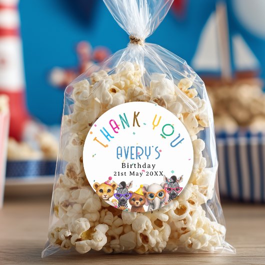 Thank you! Animals Kids Birthday ラウンドシール