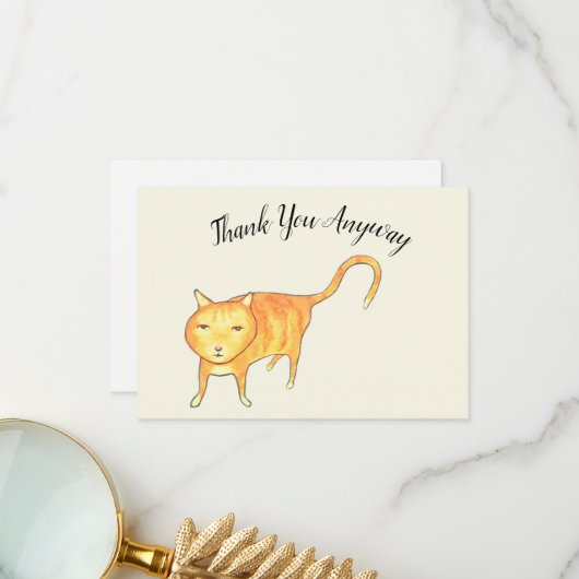 'Thank You Anyway' Apathetic Cat サンキューカード (正面/裏面インサイチュ)