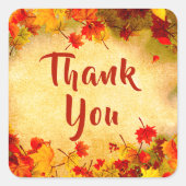 Thank You Autumn Leaves on Old Paper Background スクエアシール (正面)